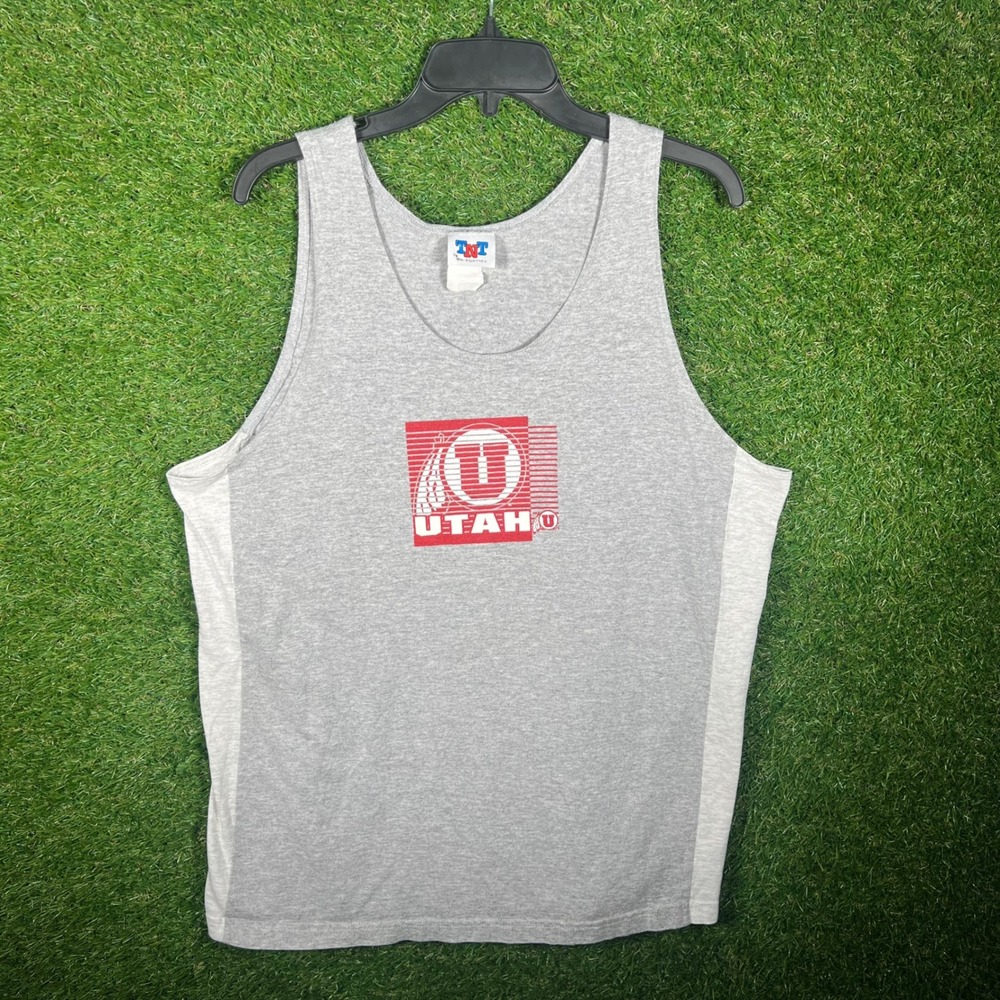Vintage TNT University of Utah Utes Tank Top Mens Large Gray 90s Trau & Loevner